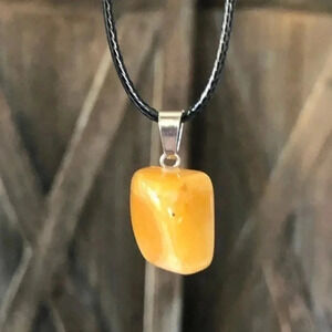 Caramel Jasper Organic Freeform Natural Braided Stainless Steel Necklace